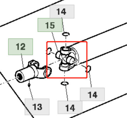 RE238356   Universal Joint Cross fits for JD tractor Models: 6100D, 6110D